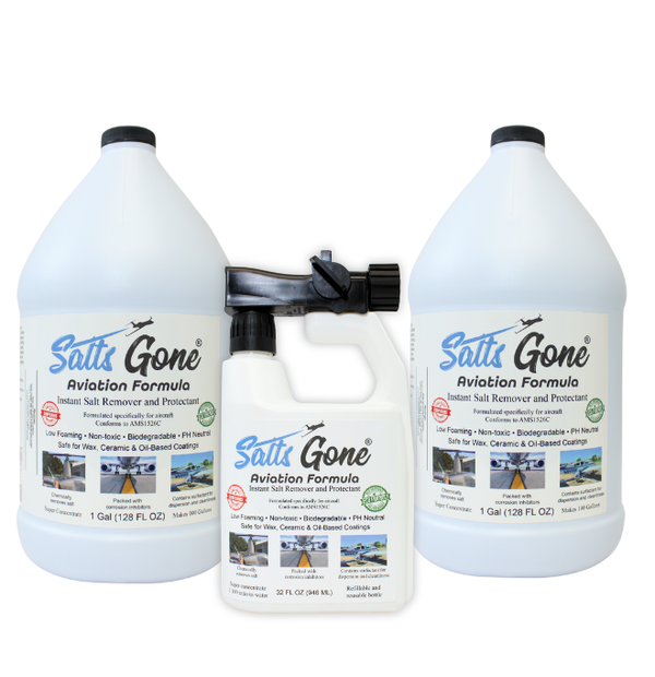 Combination Pack: 2 Gallons Salts Gone® Aviation Formula and Hose End Sprayer