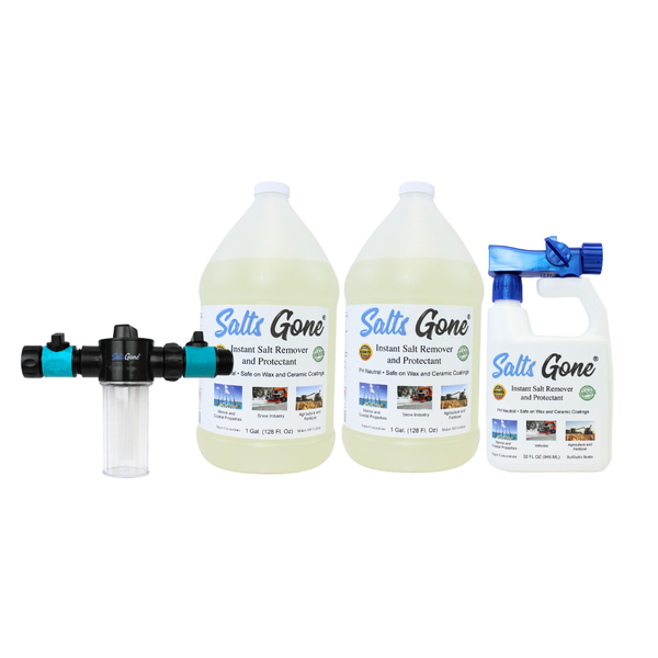 Combination Pack: 2 Gallons Salts Gone®, Hose End Sprayer, Motor Flush Attachment