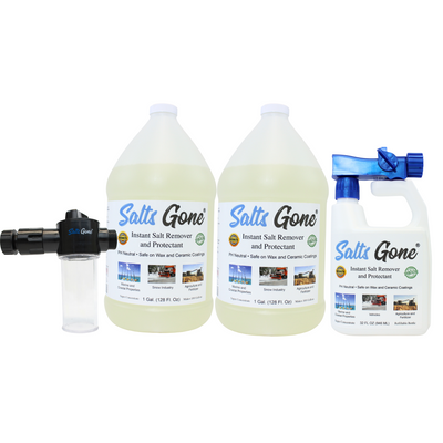 Combination Pack: 2 Gallons Salts Gone®, Hose End Sprayer, Motor Flush Attachment