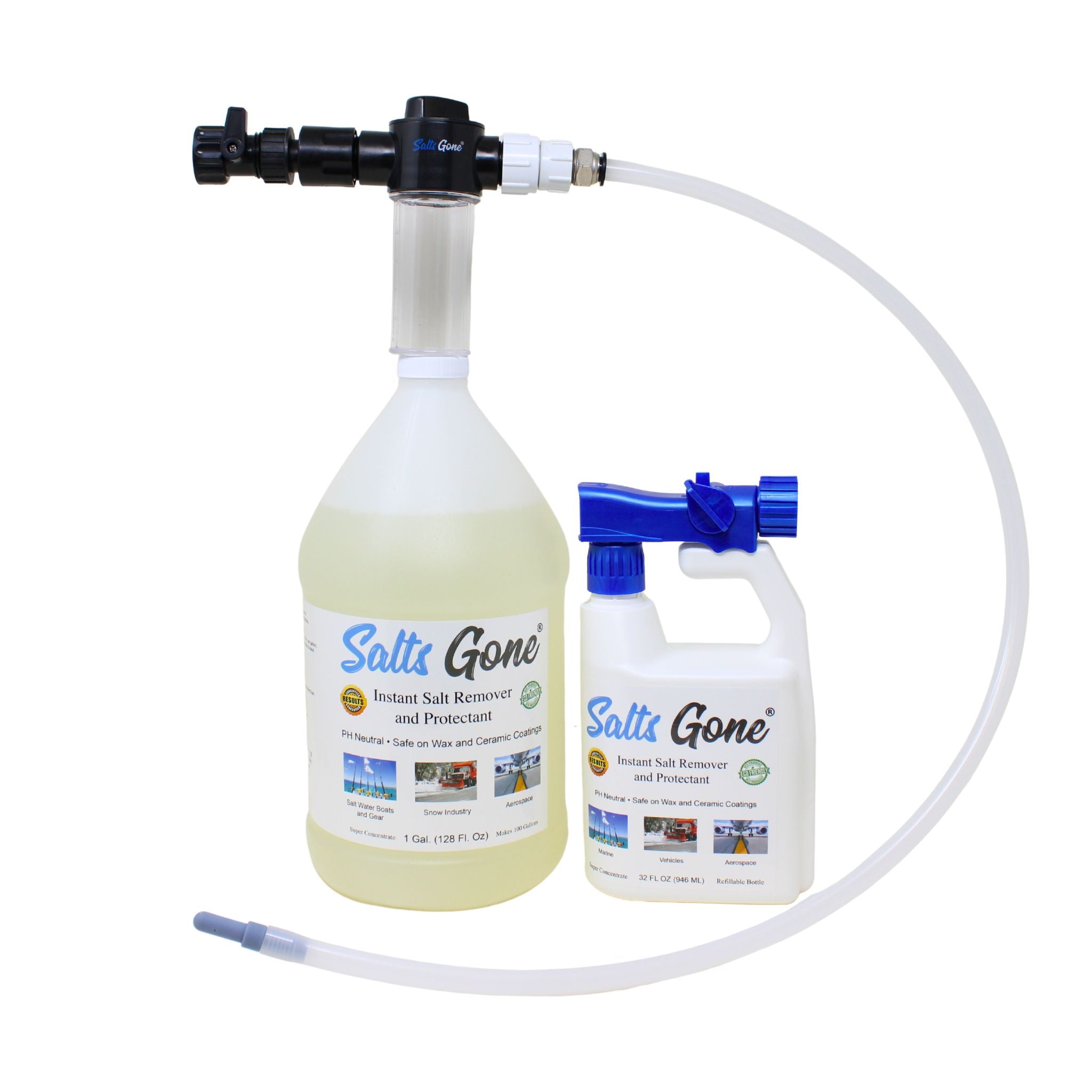 Combination Pack: Salts Gone™ Gallon, Hose End Sprayer, and Chassis Flush