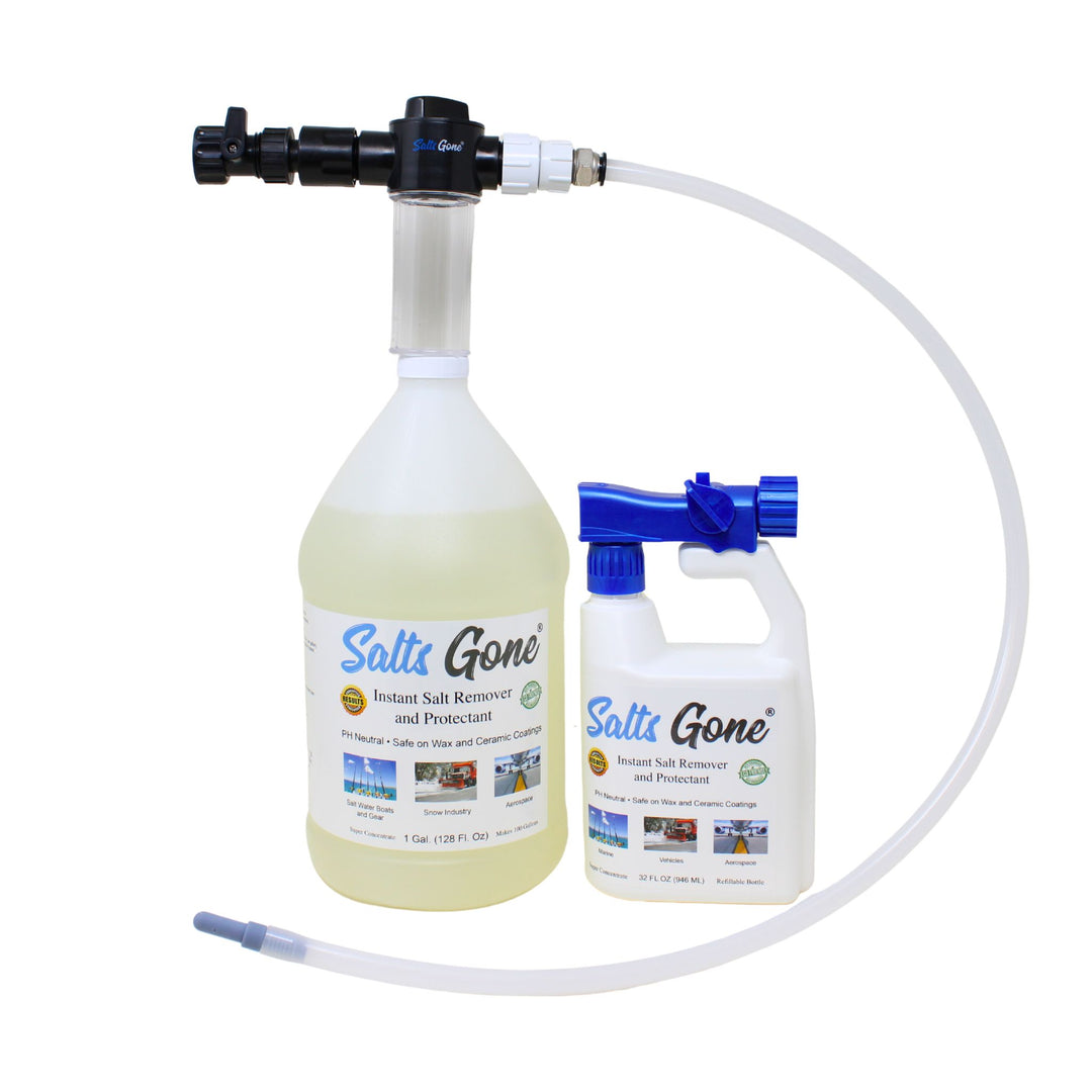 Salt Sprayer Combination Pack: Salts Gone™ Gallon, Hose End Sprayer, and Chassis Fl