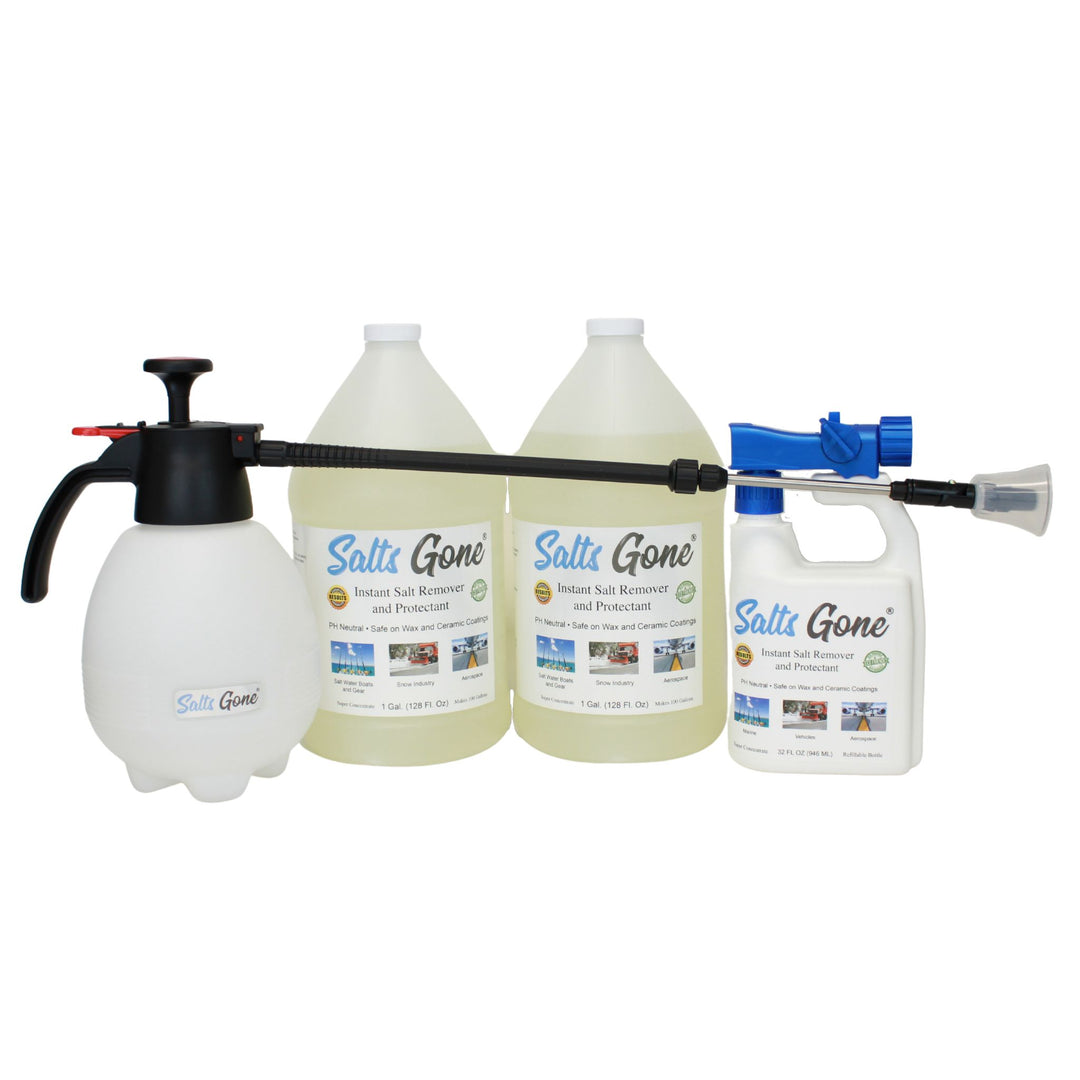 Combination Pack - 2 gallons of Salts Gone™, Hose End Sprayer and Pump