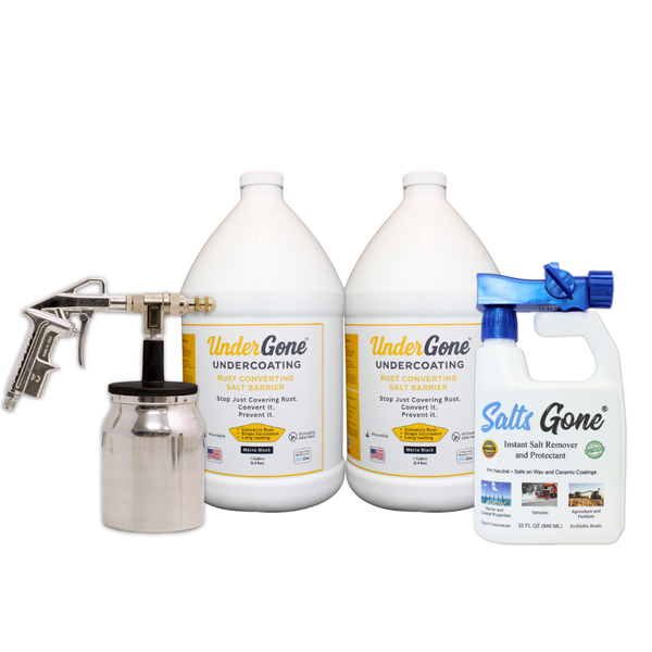 Combination Pack: 2 Gallons of Under Gone™ Undercoating, Undercoating Rustproofing Gun, and Salts Gone® Hose End Sprayer